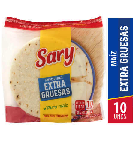 Corn Arepas x10 | Arepas de Maiz Extra Gruesas| By Sary 1250gr | Precooked