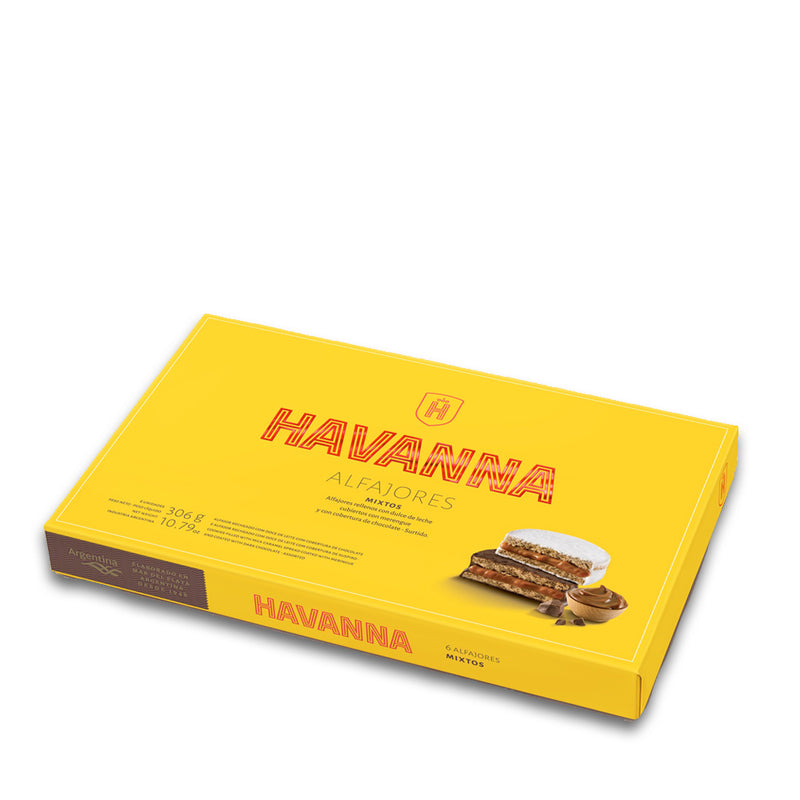 Havanna Mixed Alfajores Chocolate and Italian Meringue Filled With Caramel  x2 | Alfajores Mixtos Chocolate y Autentico Merengue Italiano Rellenos de Dulce De Leche |  By Havanna 612gr
