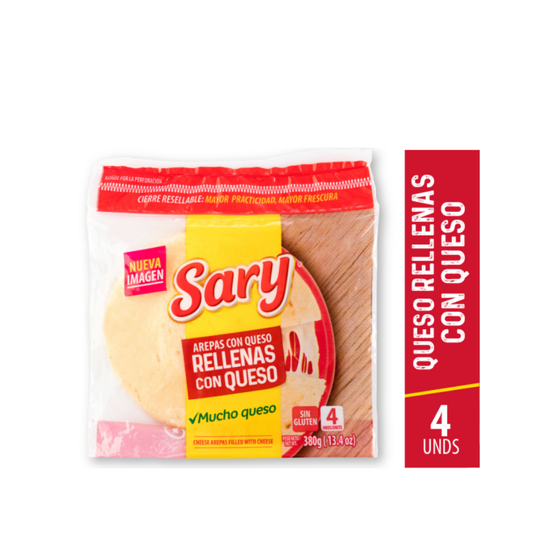 Pre cooked Corn Arepas  Stuffed With Cheese x4 (380Gr) | Arepas de Maiz Rellenas Con Queso | By Sary