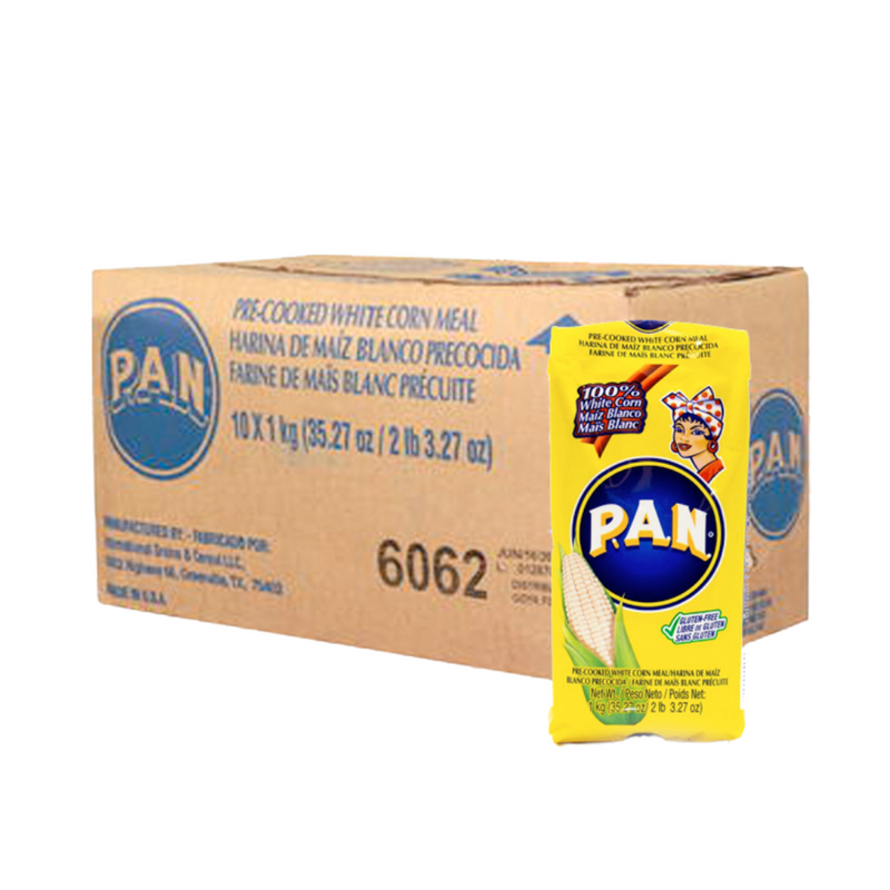 Pre-Cooked White Corn Flour | Harina Pan Blanca | By PAN  1kg or 10x1kg Bags