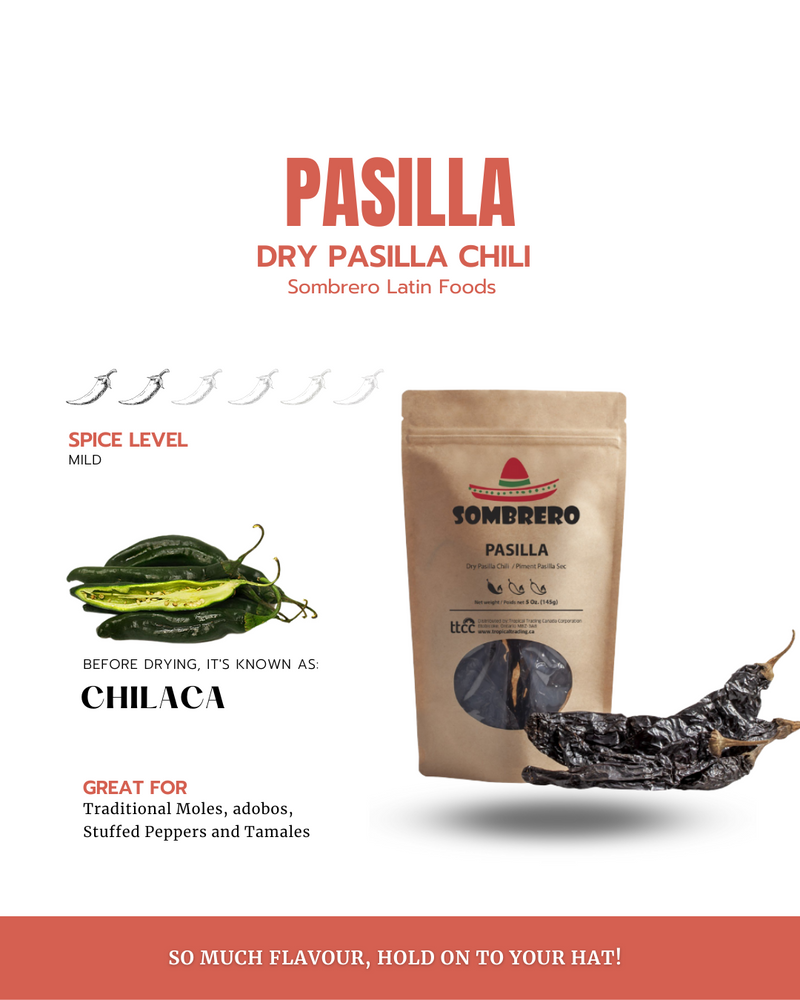 Dried Pasilla Black Chili Peppers | Chile Pasilla Seco | By Sombrero