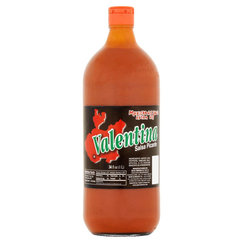 Valentina Negra Red Hot Sauce (XHot) |  Valentina Salsa Picante (Extra Picante) | By Salsa Tamazula  1Lt