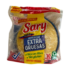 Yellow Corn Arepas x10 | Arepas de Maiz Amarillo Extra Gruesas | By Sary 1.25kg | Precooked