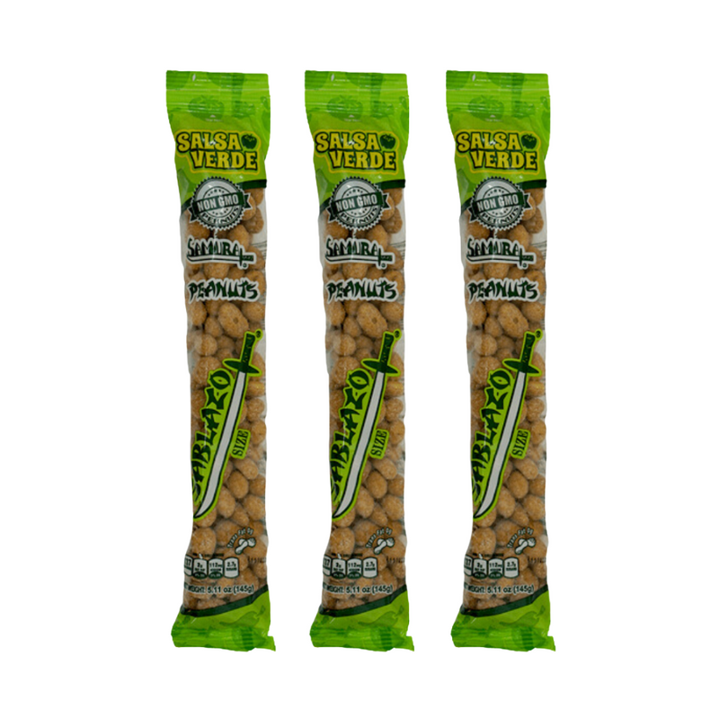 Sablazo x3 Green Sauce Coated Peanuts | Mani Recubierto De Salsa Verde | By Samurai 198g