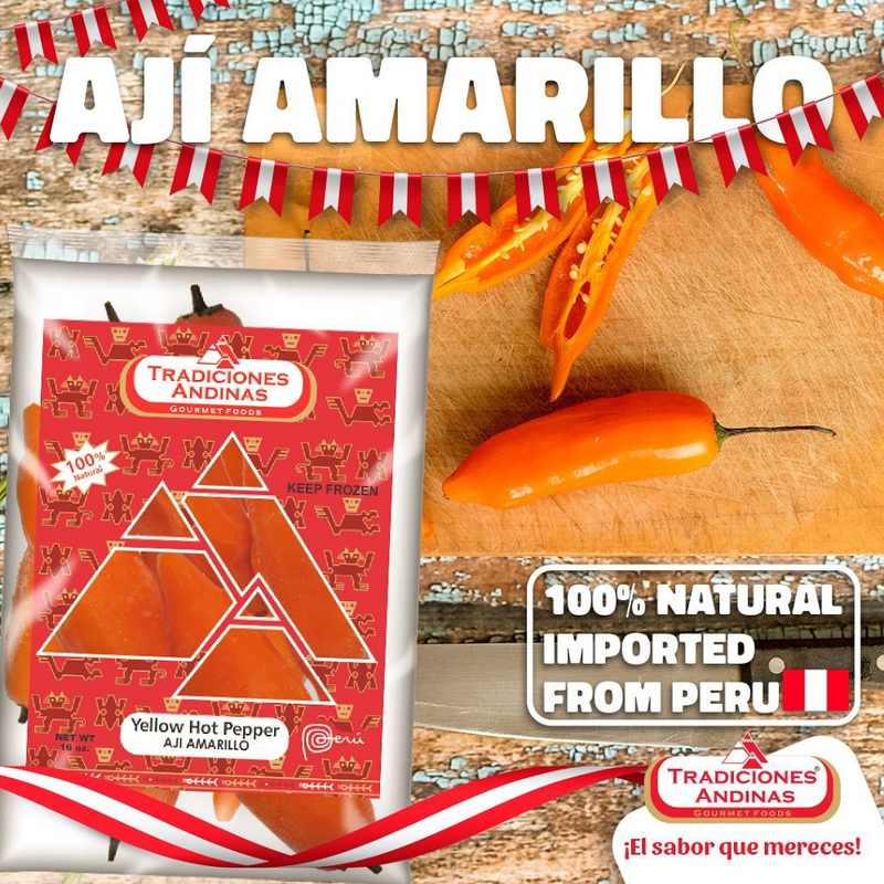 Frozen Seedless Yellow Pepper 2lbs | Aji Amarillo Sin Pepas Congelado | By Tradiciones Andinas