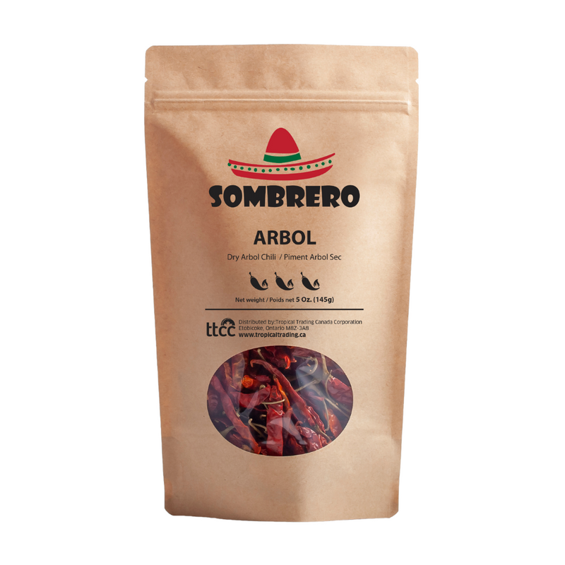 Dried Arbol Chili Peppers (Bird's Peak-Rat's Tail Chili) | Chile Arbol Seco | By Sombrero