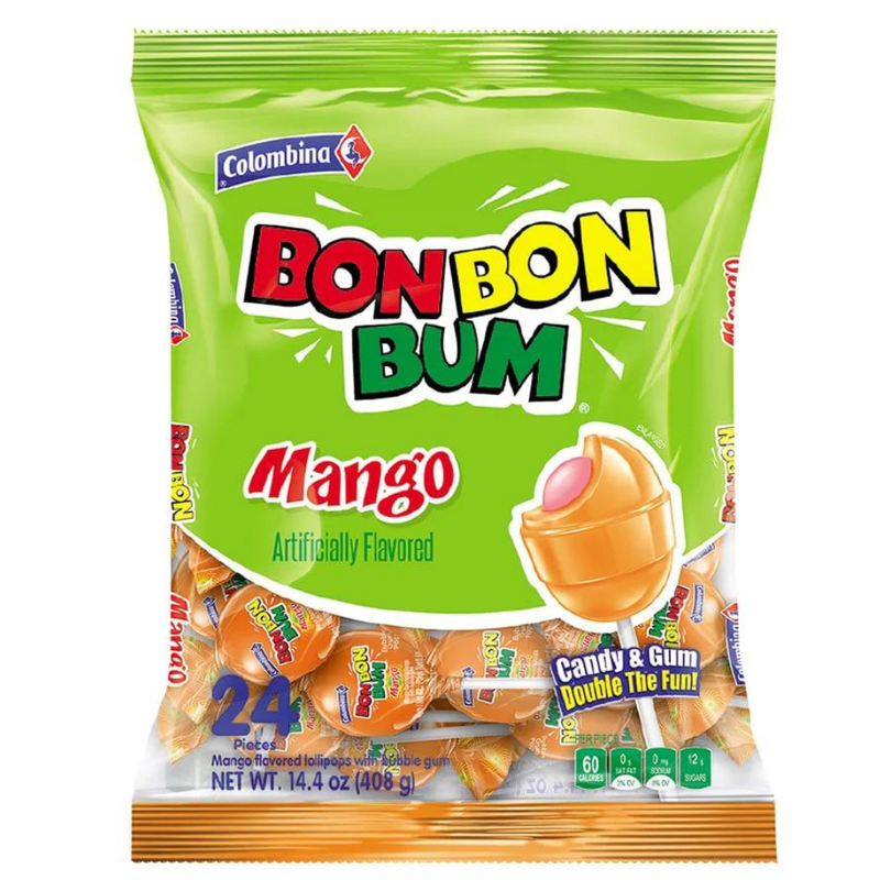 Bon Bon Bum Mango Lollipops 24 Units Bag | Bon Bon Bum de Mango | Colombina
