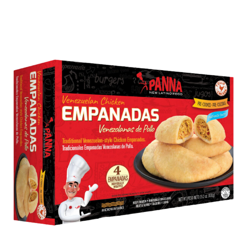 2 boxes Venezuelan Chicken Empanadas x4 Full Size, + 1 Mini Cheese Empanaditas x6   (431gr) | 2 Cajas Empanadas De Pollo, + 1 Mini Empanadas De queso Venezolanas Precocidas  | Panna