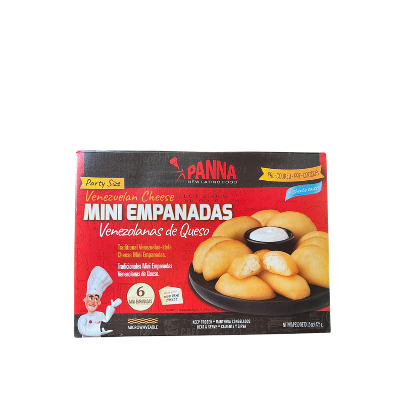 1 Box Venezuelan Chicken Empanadas, 1 Box Ground Beef empanadas x4 Full Size, + Mini Cheese Empanaditas x6   (431gr) | Empanadas De Pollo, De Carne Molida, Mini Empanadas De queso Venezolanas Precocidas  | Panna