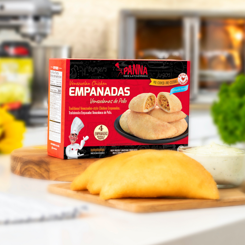 2 boxes Venezuelan Chicken Empanadas x4 Full Size, + 1 Mini Cheese Empanaditas x6   (431gr) | 2 Cajas Empanadas De Pollo, + 1 Mini Empanadas De queso Venezolanas Precocidas  | Panna