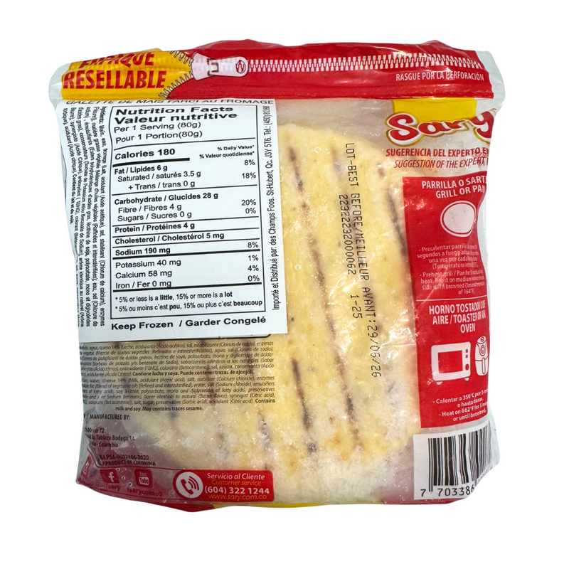 Yellow Corn Arepas with Cheese x5 | Arepas de Maíz Amarillo Super Especial con Queso | By Sary 400gr | Precooked