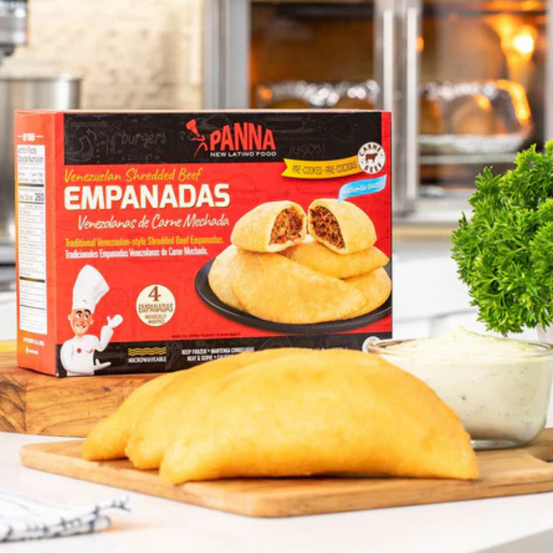 1 Box Venezuelan Chicken Empanadas, 1 Box Shredded Beef empanadas x4 Full Size, + 1 Box Mini Cheese Empanaditas x6   (431gr) | Empanadas De Pollo, De Carne Mechada, Mini Empanadas De queso Venezolanas Precocidas  | Panna