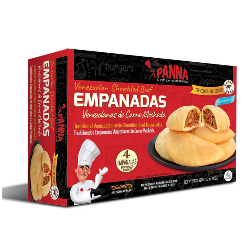 1 Box Venezuelan Chicken Empanadas, 1 Box Shredded Beef empanadas x4 Full Size, + 1 Box Mini Cheese Empanaditas x6   (431gr) | Empanadas De Pollo, De Carne Mechada, Mini Empanadas De queso Venezolanas Precocidas  | Panna