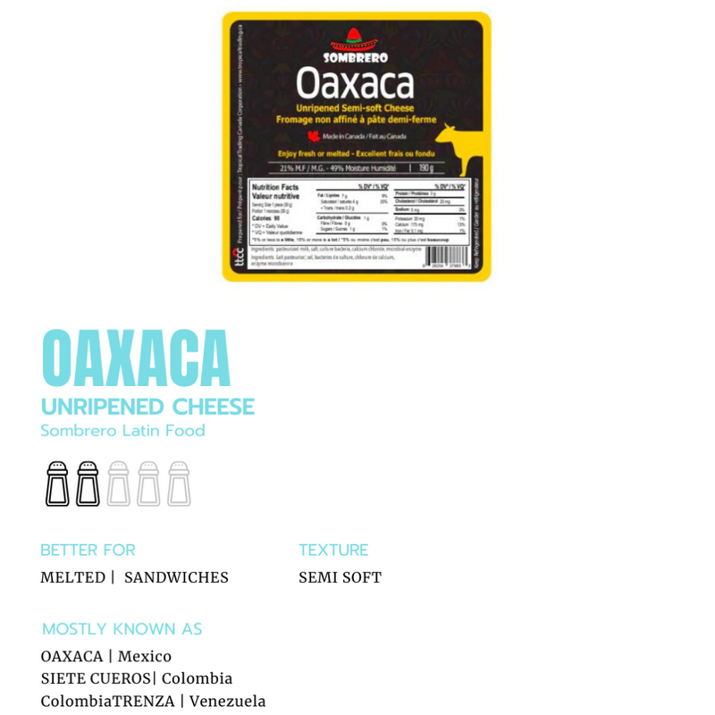 Oaxaca Cheese 190Gr | Queso Oaxaca| By Sombrero