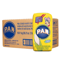 Pre-Cooked White Corn Flour | Harina Pan Blanca | By PAN 10x1kg Bags