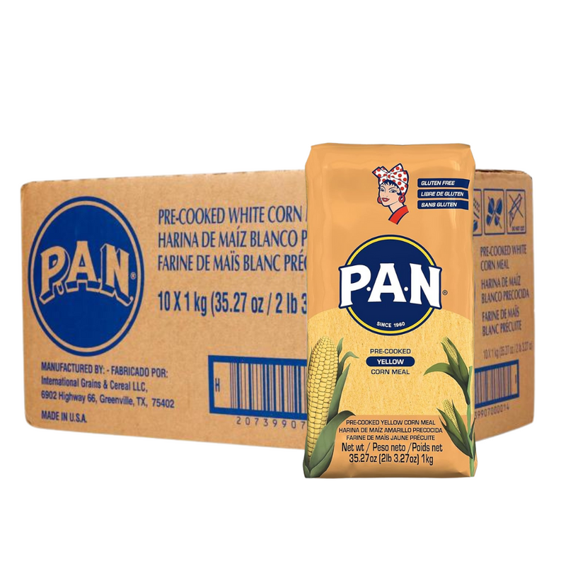 Pre-Cooked Yellow Corn Flour | Harina Pan Amarilla | By PAN 10x1kg Bags