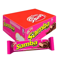 Samba box x20 (Chocolate Wafer with Strawberry Filling) | Galleta Wafer Rellena de Fresa Cubiertas de Chocolate | By Nestle Savoy