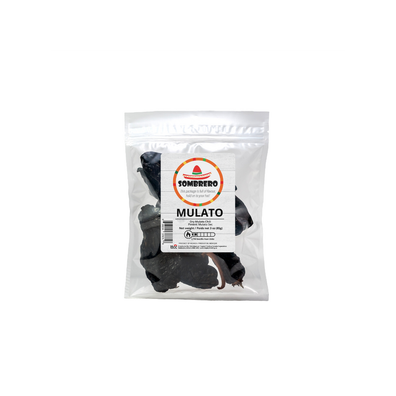 Dried Mulato Chili Peppers by Sombrero, great for salsas, adobos and moles! 145gr