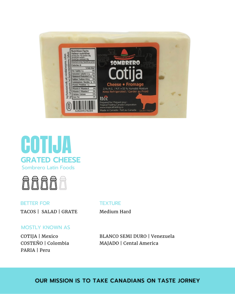 2 pieces of Cotija Cheese by Sombrero (600-740gr)