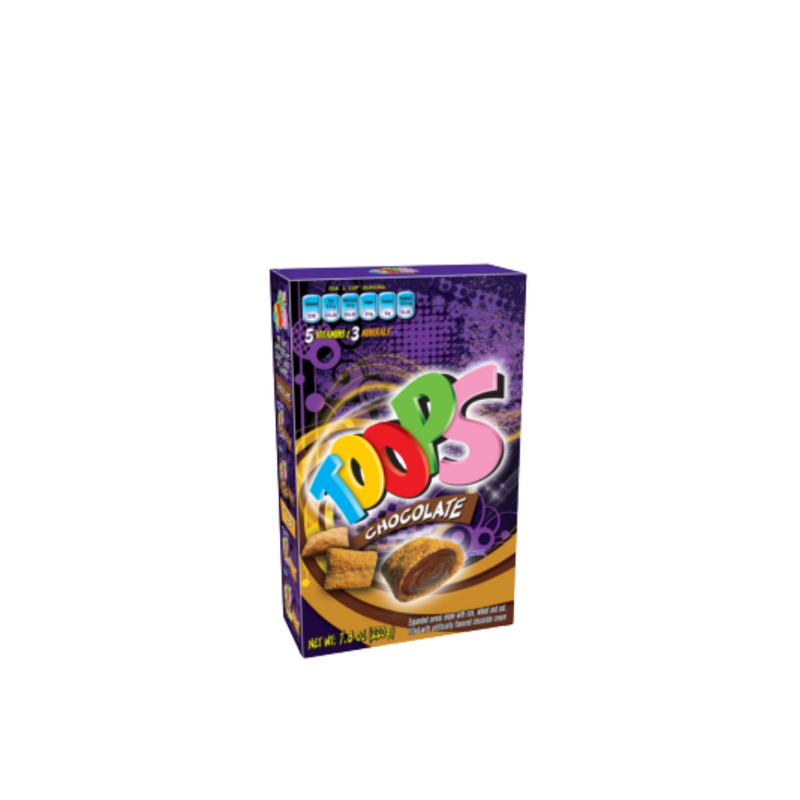 Toops Flips, cereal filled with chocolate cream, 220gr