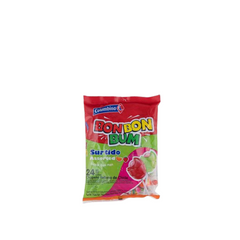 Bon Bon Bum - Bubble Gum Filled Lollipops, Assorted Flavours - 24 units (408gr)